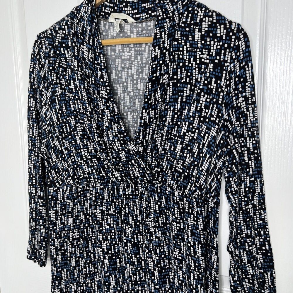 Soma Dress Nightgown Size Large Crossover Top Blue Black White Jersey Knit - Picture 2 of 8